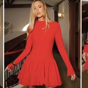 Commense Mock Neck Bubble Hem Long Sleeve Dress NWT